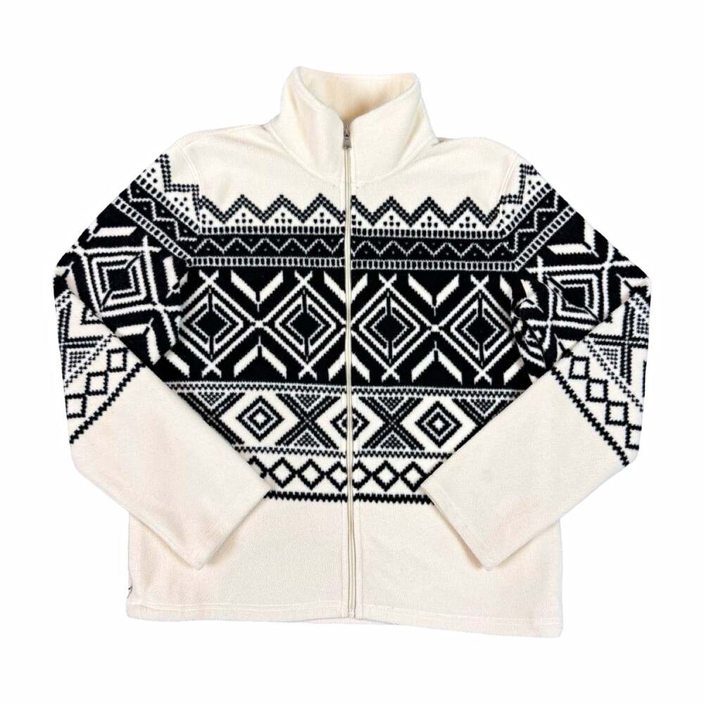 Ralph Lauren Active Women's Fleece Full Zip Geometric Sweater Jacket Size Large